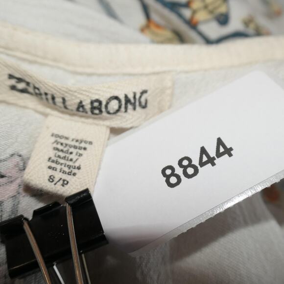 Billabong Blouse Womens Small Floral Long Sleeve Beachy Boho Peasant Gauzy - Picture 11 of 13